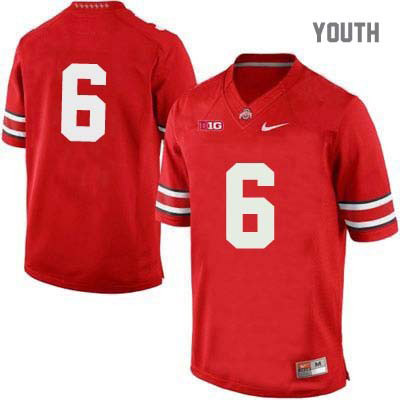 Ohio State Buckeyes Youth Only Number #6 Red Authentic Nike College NCAA Stitched Football Jersey CS19M68SX